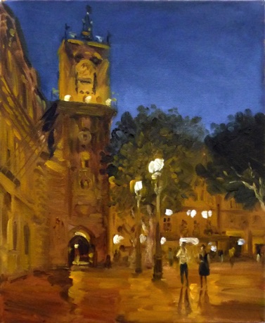 "Clock Tower Aix evening" 30 x 25cm
£350 framed £295 unframed